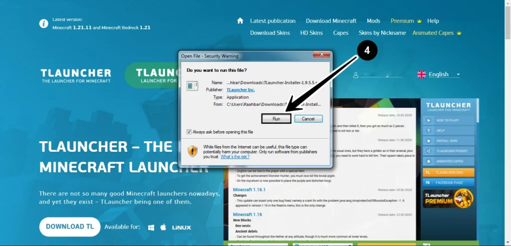 مراحل دانلود و نصب Tlauncher